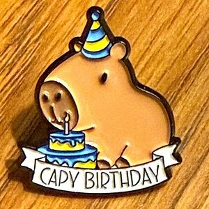 Women’s Accessories Cute Fun Multicolored Capybara ‘Capy Birthday’ Enamel Pin
